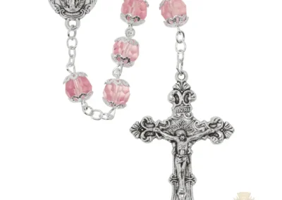 Rose Glass Capped Rosary with Zinc Alloy Crucifix