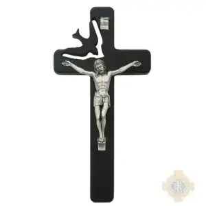 8-Inch Black Painted Wood With Holy Spirit Cut Out Crucifix