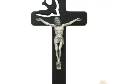 8-Inch Black Painted Wood With Holy Spirit Cut Out Crucifix