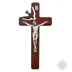 8-Inch Cherry Stained Wood With Holy Spirit Cut Out Crucifix