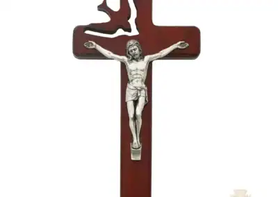 8-Inch Cherry Stained Wood With Holy Spirit Cut Out Crucifix