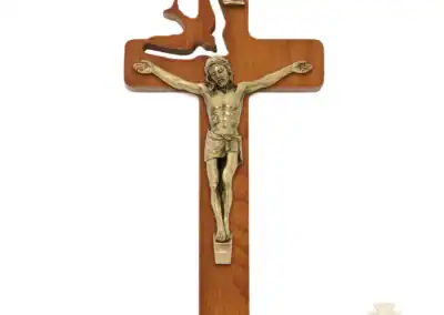8" Walnut Stained Wood With Antique Bronze Corpus Holy Spirit Crucifix