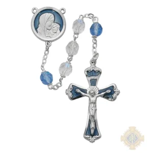 Mother and Child Blue and Crystal Rosary
