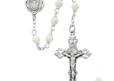 Genuine Mother of Pearl Rosary with Pewter Crucifix