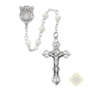 Genuine Mother of Pearl Rosary with Sterling silver Crucifix