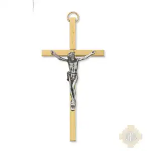 4" Gold Cross With Silver Corpus Crucifix
