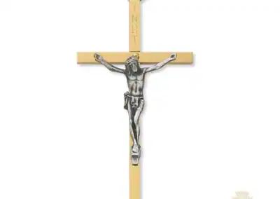 4" Gold Cross With Silver Corpus Crucifix