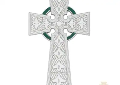 4 3/4-Inch. Celtic Pewter Cross With Green Epoxy