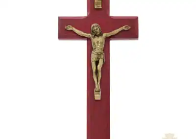 7" Cherry Stained Wood With Antique Bronze Corpus Wall Crucifix