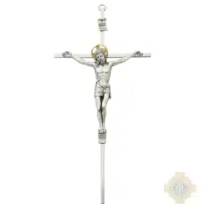 10-Inch. Polished Aluminum Cross With Italian Corpus And Inri.