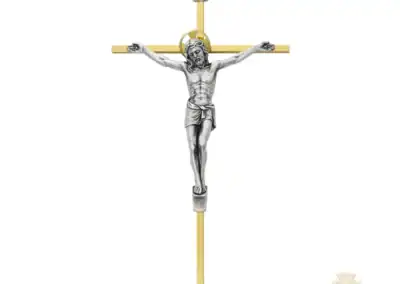10-Inch. Brass Cross With Pewter Corpus And Inri.
