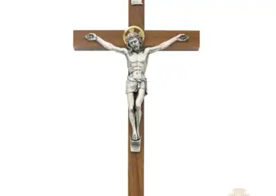 8-Inch. Walnut Wood With Italian Corpus And Inri Wall Crucifix
