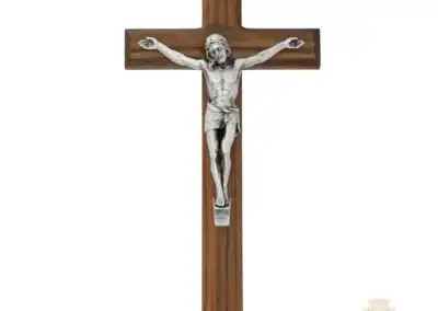 10-Inch. Beveled Walnut Wood With Italian Corpus And Inri Wall Crucifix