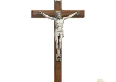 12-Inch. Beveled Walnut Wood With Italian Corpus And Inri Wall Crucifix