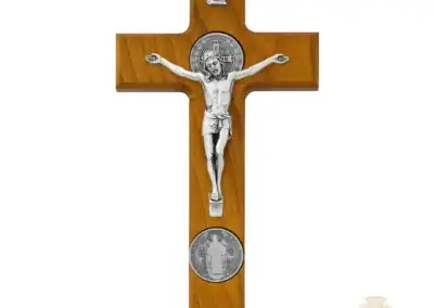 9" Walnut Stain St Benedict Crucifix