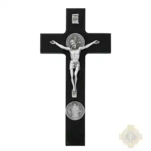 9" Black Wood St Benedict Crucifix