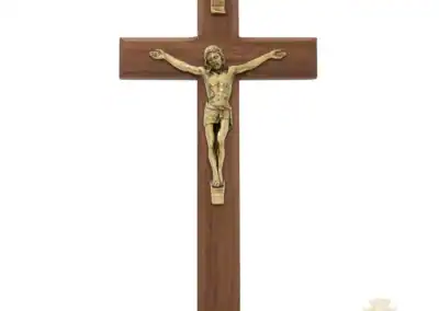 12" Beveled Walnut Wood With Antique Bronze Corpus Crucifix