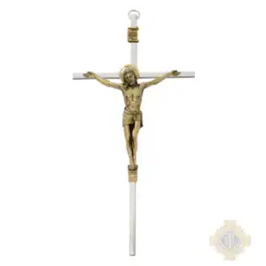 8" Silver Cross With Gold Tone Corpus Crucifix