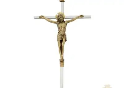 8" Silver Cross With Gold Tone Corpus Crucifix