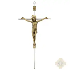 10" Silver Cross With Gold Tone Corpus Crucifix