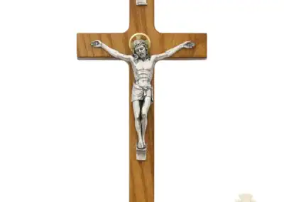 8-Inch. Walnut Stained Wood With Italian Corpus And Inri Wall Crucifix