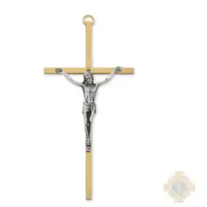 6-Inch. Brass Cross With Pewter Corpus And Inri