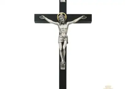 8-Inch. Black Painted Wood Italian Corpus And Inri Wall Crucifix