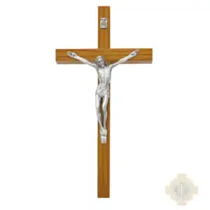 8" Walnut With Silver Corpus Crucifix Bagged