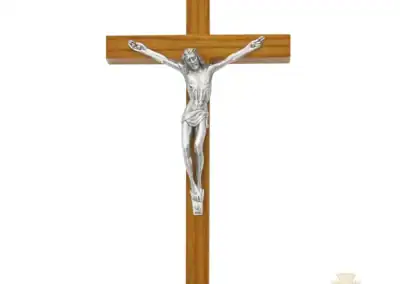 8" Walnut With Silver Corpus Crucifix Bagged