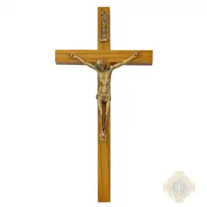 8" Walnut Stained With Gold Corpus Crucifix Bagged
