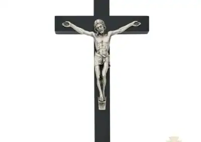 10" Black Wood With Silver Corpus Crucifix Bagged