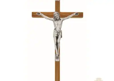 10" Walnut Stained With Silver Corpus Crucifix Bagged
