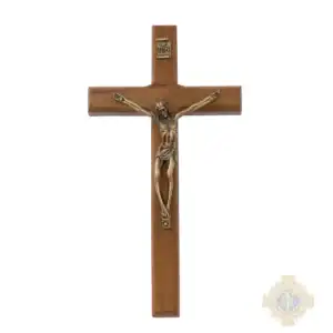 7" Brazillian Walnut Wood With Gold Corpus Crucifix