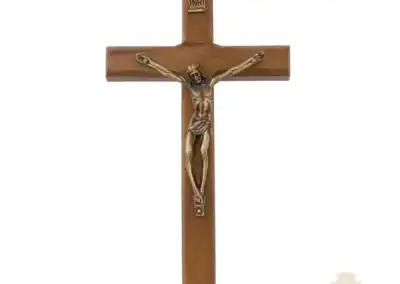 7" Brazillian Walnut Wood With Gold Corpus Crucifix