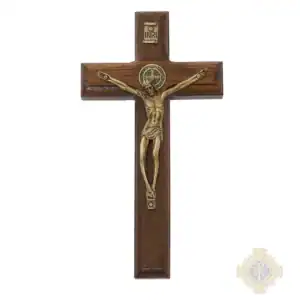 4.75" Brazillian Walnut Wood With Gold Corpus Crucifix