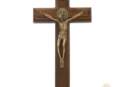 4.75" Brazillian Walnut Wood With Gold Corpus Crucifix