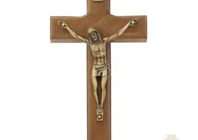 4.75" Brazillian Walnut Wood With Gold Corpus Crucifix