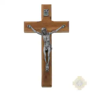 4.75" Brazillian Walnut Wood With Silver Corpus Crucifix