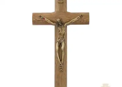 6.75" Brazillian Walnut Wood With Gold Corpus Crucifix
