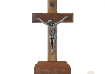 3.75" Brazillian Walnut Wood With Silver Corpus Standing Crucifix Bagged