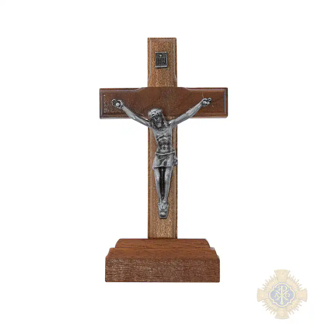3.75″ Brazillian Walnut Wood With Silver Corpus Standing... 3.75" Brazillian Walnut Wood With Silver Corpus Standing Crucifix Bagged
