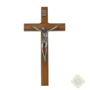 7.5" Brazillian Walnut Wood With Silver Corpus Crucifix