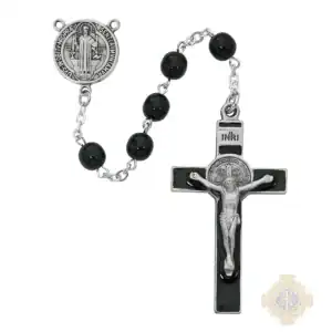 Black St. Benedict Rosary with Pewter Crucifix