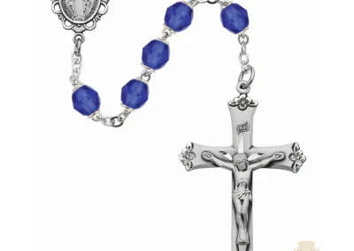 Dark Blue Glass September Rosary with Sterling silver Crucifix