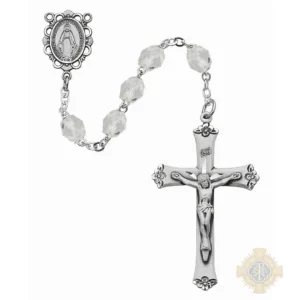 Aurora Glass April Rosary with Sterling silver Crucifix