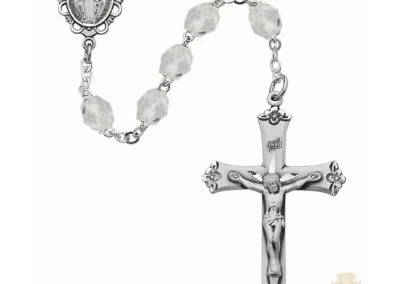 Aurora Glass April Rosary with Sterling silver Crucifix