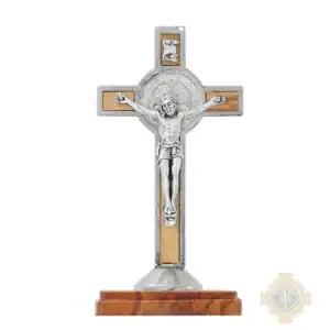 3.25" Olive Wood Stan St. Benedict Wall Crucifix