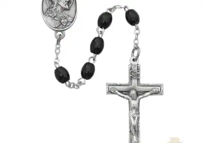 Black Oval Wood Rosary with Pewter Crucifix