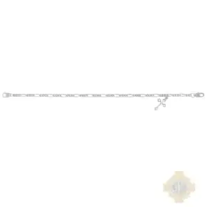 7.5" Silver Tone Figaro Cross Bracelet Deluxe