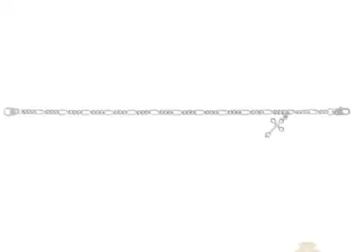 7.5" Silver Tone Figaro Cross Bracelet Deluxe